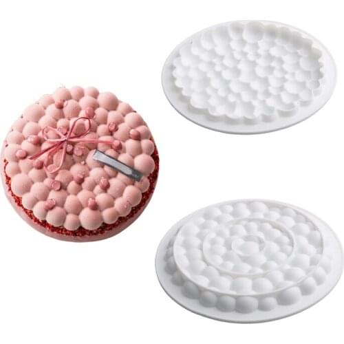 Meibum Round Bubble Dessert Decorating Tools Silicone Cake Molds Stainless Steel Tart Ring Mousse Pastry Baking Moulds