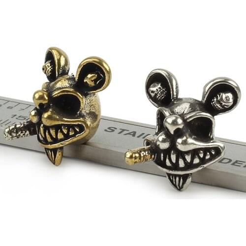 Animal EDC Brass Knife Beads Lanyard Bead Cartoon Skull Copper Paracord Pendant