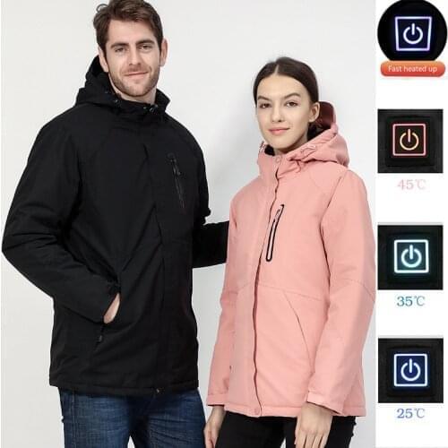 2021 Winter Intelligent Hiking Jacket Men Women USB Heating Jacket Heated Coat Outdoor Fleece Female Windproof Climbing Clothes