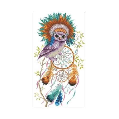 Owl Dream Catcher Needlework,For Embroidery,DIY 14CT Unprinted Arts Cross stitch kits Set Cross-Stitching Home Decor