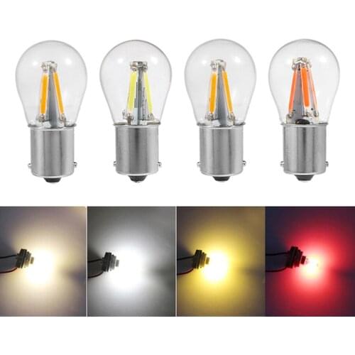 NHAUTP 2Pcs P21w LED 1156 Ba15s Led Filament Bulbs Use For Car Reverse Lights Parking Lamp DRL Glass Shell White DC12-24V