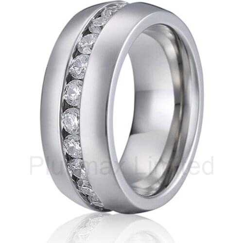 New arrival Anel unique modern designs men and women fashion cubic zirconia anti allergic titanium jewelry wedding rings