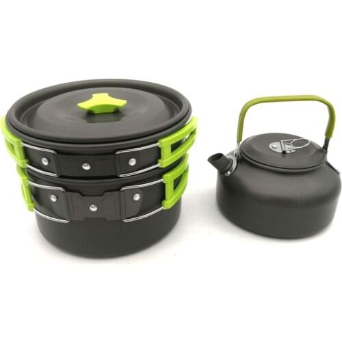 Outdoor Camping Cookware Set Marching Utensils Tableware Cooking Stove Kit Travel Pan Hiking Picnic Camping Tools for 2-3 Person