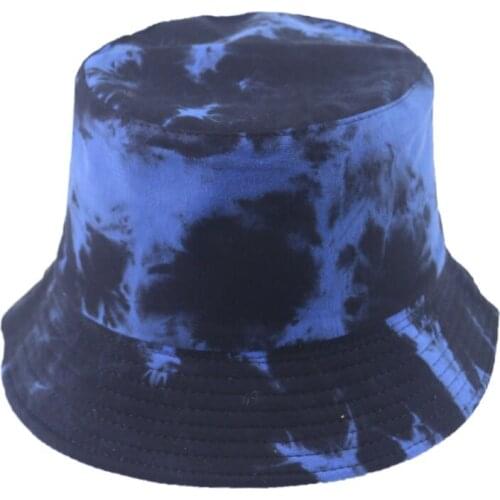 New Summer mens Panama Caps Reversible Black Tie Dye Bucket Hats Fishing Caps Fisherman Gorros Bucket Casquette