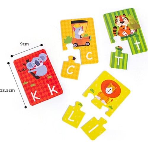 Puzzles Cartoon Animal Picture English Letters Puzzle Children Kid Early Educational Toy Developing intelligence Educational toy