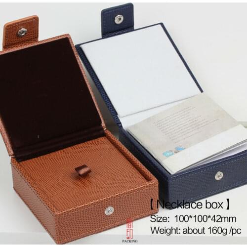 Lizard pattern Pu Orange Snap button style Jewelry Boxes for pendant or necklace Snap button style jewellery Case Two layers