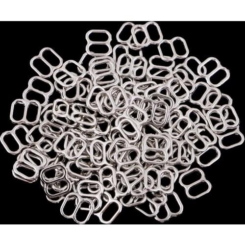 100Pcs Silver Metal Bra Strap Adjuster Slider 8 Hook Lingerie Sewing Crafts