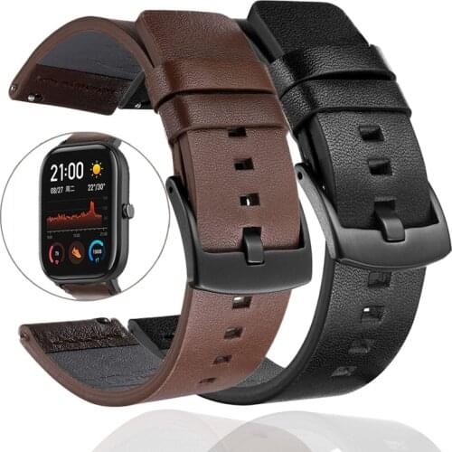 20 22mm Leather Straps Watchband Wristband For Samsung Gear S3/For Huawei Watch GT GT2 /Amazfit GTR GTS 47 42mm Smart Wriststrap