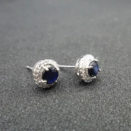 LANZYO 925 Silver natuarl sapphire stud Earrings fashion jewelry anniversary plant women Christmas gift wholesale e050512agl