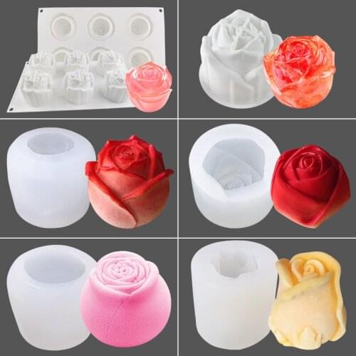 Rose Flower Silicone Candle Molds Resin Clay Soap Mold Gumpaste Chocolate Fondant Cake Decorating Tools Kitchen Baking
