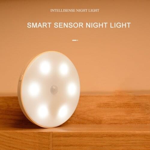 LED Induction Motion Sensor Wireless Night Light USB Charging Portable For Kitchen Stairs Wall Childrens Bedroom Decor Lamp