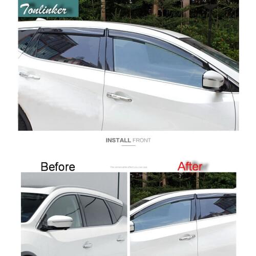 Tonlinker 4 PCS DIY car styling New Acrylic special rain shield with light strip cover case Stickers for Nissan murano 2015