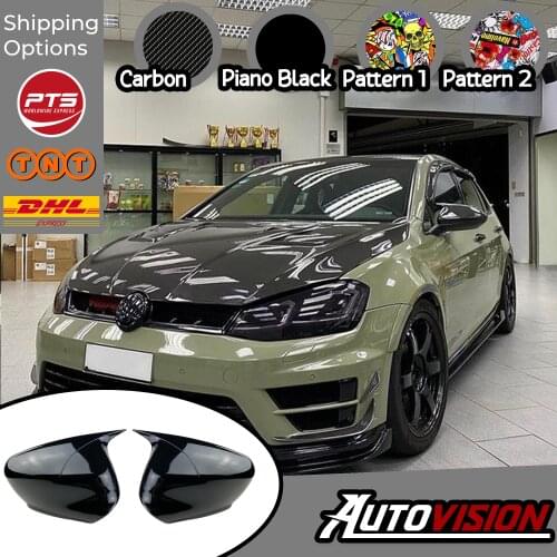 Mirror Cover For VW Golf MK 6 VI 2008 2009 2010 2011 2012 Accessory Bright Black Piano Black BATMAN Case CAR