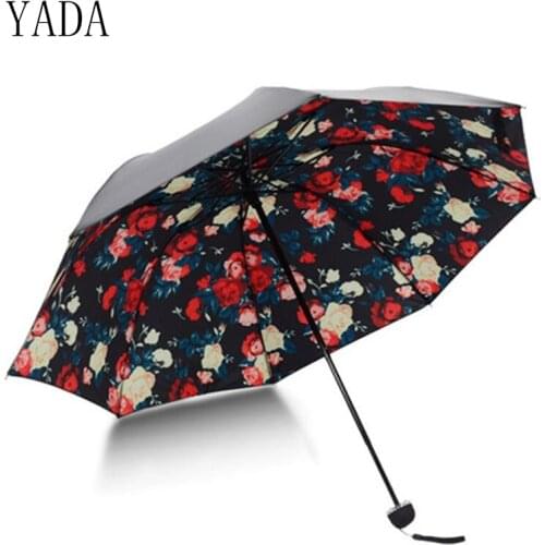 YADA New Creative Flower Pattern Folding Rainy Umbrella Anti-UV Rainproof Sun Protection Parasol Flowers Umbrellas Female YS016