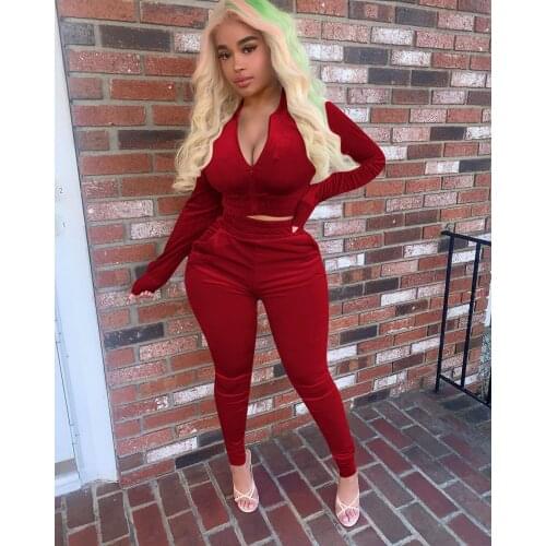 Winter Velvet Two Piece Set Women Tracksuit Zipper Jacket Top and Wide Leg Pants Sweatpants Matching Sets Casual Sport Suits