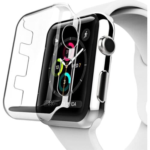1PCS Silicone Hard Case For Apple Watch Series Protective Cover For iwatch Full Cover Ultra-Thin Clear Frame 44mm 40mm