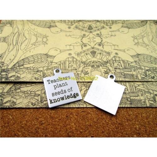 10pcs-stainless steel Charms "teacher plant seeds of knowledge" DIY Charms Pendants for necklace/bracelet/keychain DIY jewelry