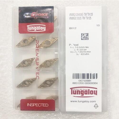 10 pcs VNMG120408 E TM T9125 100% Original Tungaloy Carbide inserts CNC Lathe Tools External Turning Blade Tools for Steel