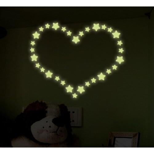 100sets/lot 3.3cm and 2cm luminous Star Wall Window Stickers PVC Fluorescent Paster Glowing In The Dark For Baby Room