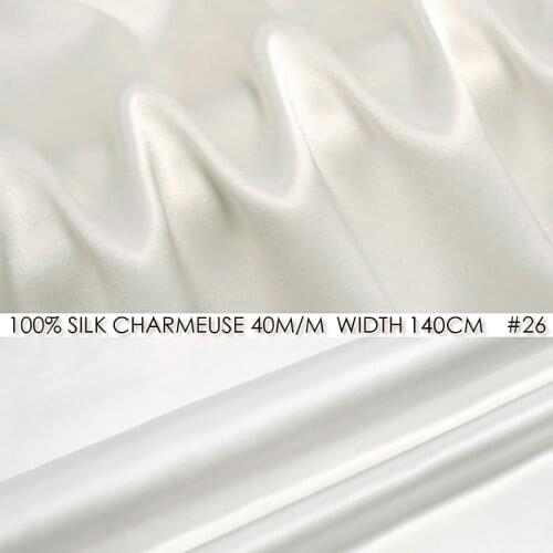100% SILK CHARMEUSE SATIN Fabric 140cm width 40momme Party Dresses Cloth Sewing Material Pure Natural White 26