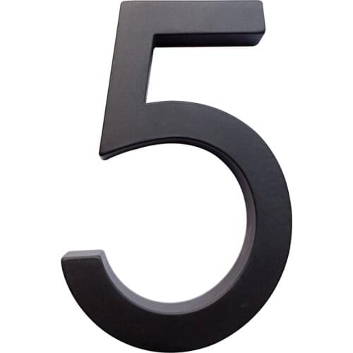 12cm Heavy Modern House Number Door Home Address Numbers for House Number Digital Door Outdoor Sign Plates 5 Inch. #5 Black