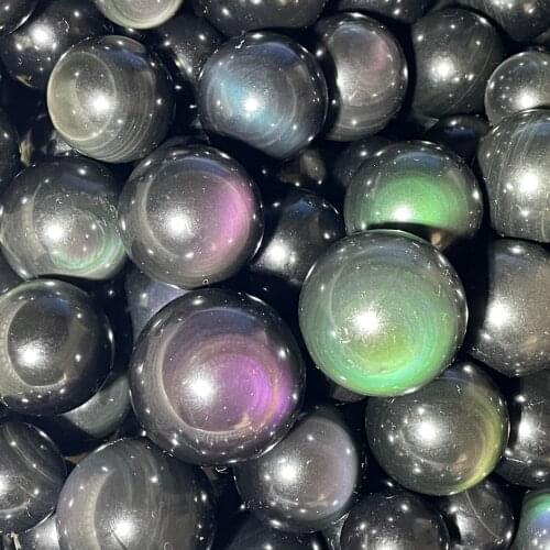 15-25mm ! Natural Cat Eye Obsidian Quartz Crystal Ball Rare Healing Decorative