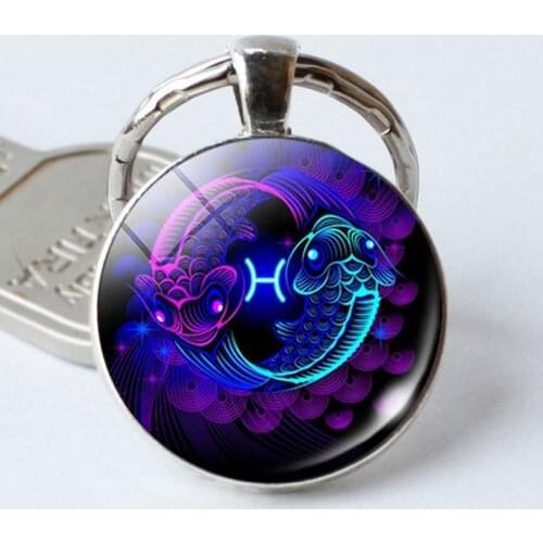 2019 Gift Twelve Constellations Time Gemstone Metal Key Chain Stylish And Beautiful Look Special Constellation Key Chain