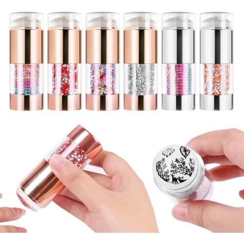 3pcs/set Double-ended Silicone Nail Stamper Stamping Plate Set Jelly Crystal Handle with Cap Nail Art Stamp Stencil Scraper Tool