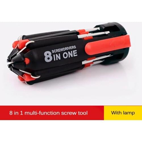 8 In 1 Multi Screwdriver LED Flashlight Hand Tools Multi-Function Flashlight Slotted Type Hex Screwdriver Repair