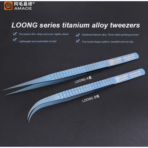 Amaoe Blue Stainless Steel Lengthen Hardened Ultra Fine Tip Tweezer For Mobile Phone Motherboard High Precision Repair Tools