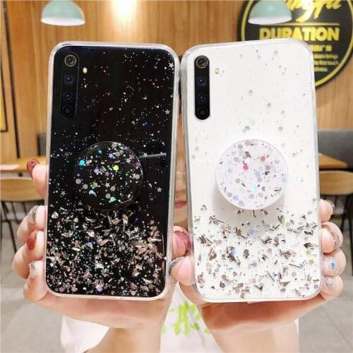 Glitter Bling Fundas For OPPO Find X2 Case Silicone Stand Holder on OPPO F19 Pro F11 F7 F9 R15 R17 R11S R9S Plus K1 K3 K5 Cover