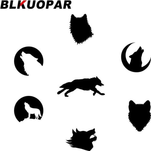 BLKUOPAR for Running Wolf Silhouet Car Stickers Waterproof Funny Decals Creative Graffiti Air Conditioner Surfboard Decor