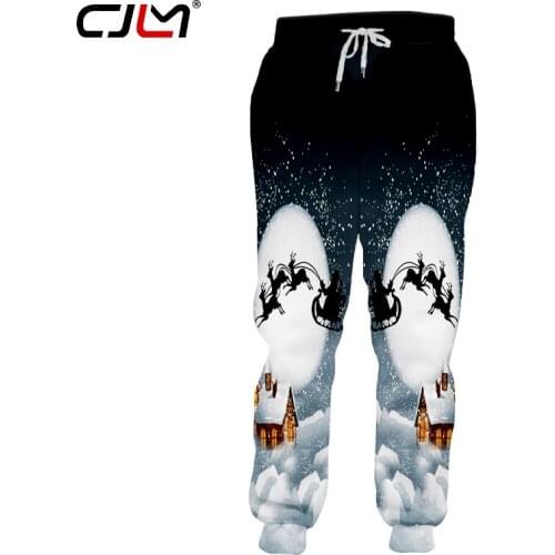 CJLM Winter Christmas Man Animal Pants 3D Printed Moon And Elk Harajuku Mens Best Selling 6XL Sweatpants
