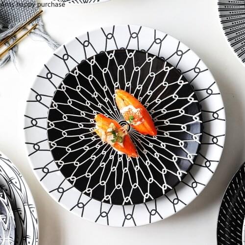 Color Glaze Ceramics Dinner Plate Sushi Dish Round Cake Dessert Plate Home Use Kitchen Supplies Restaurant Decorative Tableware