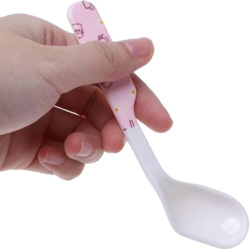 Baby Spoon Feeding Training Kids Infant Toddler Scoop Cutlery Tableware Food Bend Head Curved Utensils Children Learning