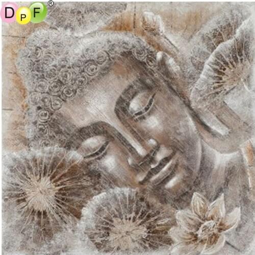 DPF Sleeping Buddha white flowers 5D diamond painting cross stitch crafts diamond embroidery home decor diamond mosaic square