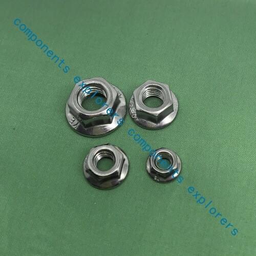 Stainless steel flange nuts ,M3,M4,M5 and M6, Anti skid tooth nuts,50pcs/lot