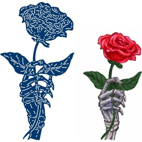Halloween Skeleton Rose Hand Metal Cutting Dies Scrapbook Diary Decoration Stencil Embossing Template DIY Greeting Card 2021