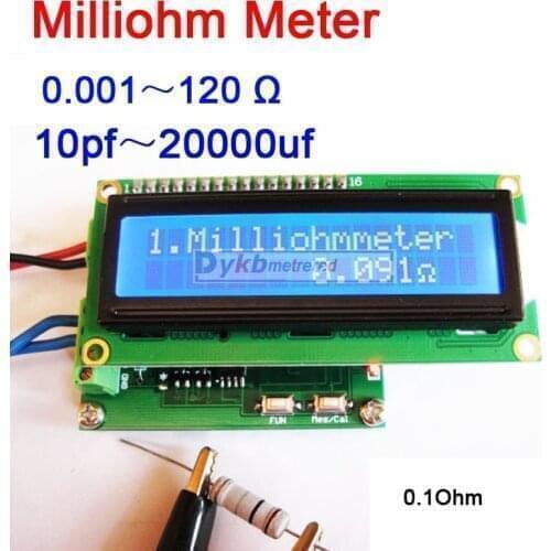 Milliohm Meter High Precision 0.001-120Ohm Low Resistance Tester Capacitance Meter Module dc 7-12v power