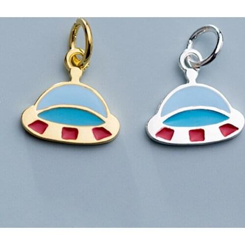 Cute Drop Glue Craftwork Cartoon Airship Charms Bracelets Earrings Handmade S925 Silver Pendants DIY Girls Jewelry Findings