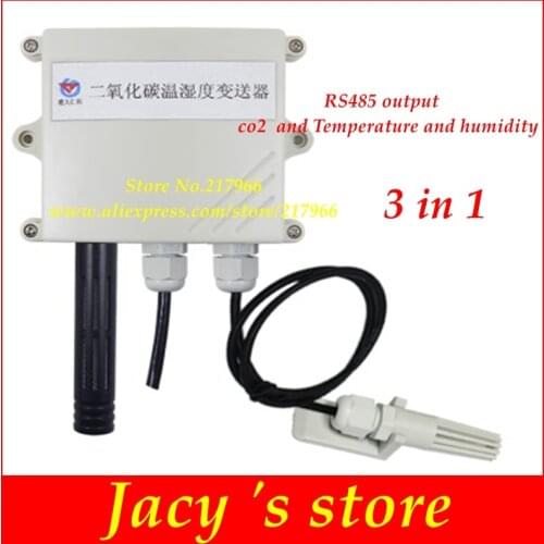 Modbus RS485 3 in 1 CO2 sensor module CO2 Transmitter Carbon dioxide detector gas sensor and Temperature and humidity with probe