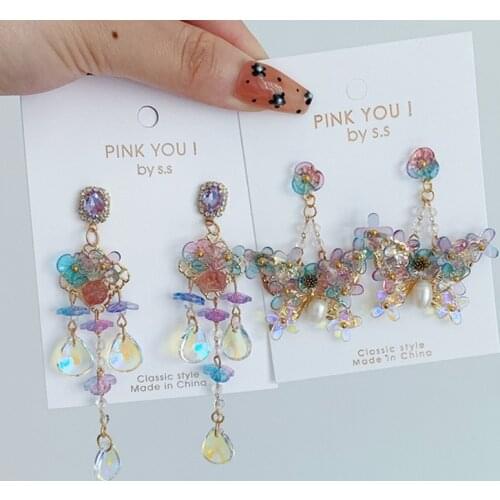 MWSONYA New 2021 Trend Crystal Butterfly Earrings for Women Fashion Baroque Korea Woman Earrings Tassel Dangle Jewelry Gift