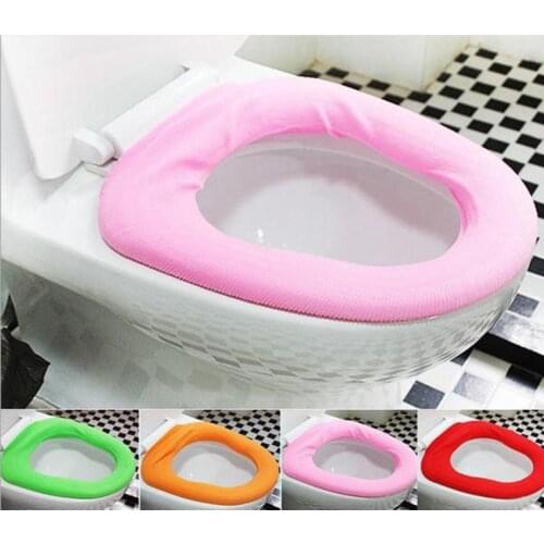 1 Candy-colored Bathroom Filling Soft Thickened Seat Pads Washable Warmer Toilet Mat Cover Winter Comfortable Seat Cushion