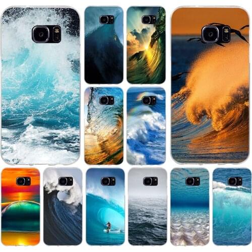 147H Summer sea blue Ocean Waves Soft TPU Silicone Cover Case for samsung Galaxy s6 s6 s7 edge s8 s9 plus case