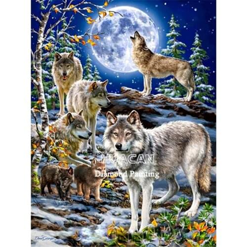 Wolf Animal DIY 11CT Cross Stitch Embroidery Kits Needlework Craft Set Cotton Thread Printed Canvas Home Dropshipping