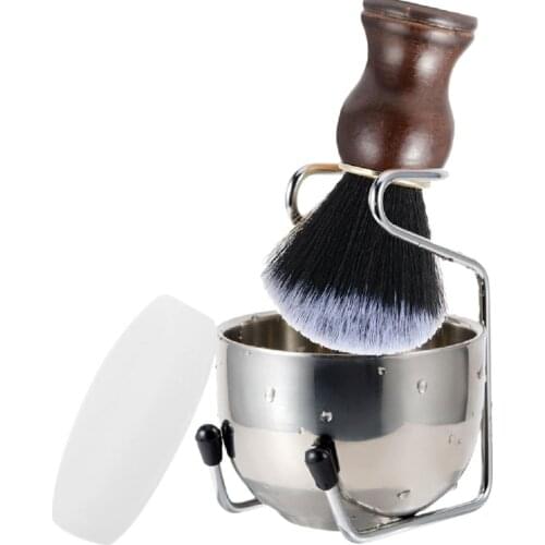 Professional Men Beard Brush Set Soap Bowl + Shaving Brush + Stand Holder+Soap, Shaving Facial Cleansing Tool