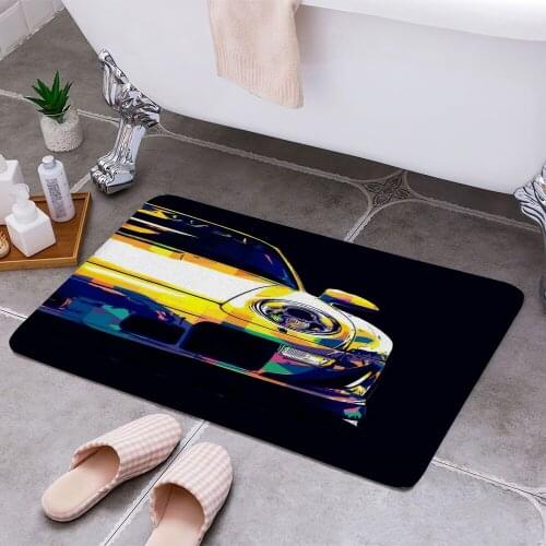 Retro Super Car Carpet Areas Rug Non-slip Floor Mat Rug 3D Printing Living Room Bedroom Door Mat Home Decoration