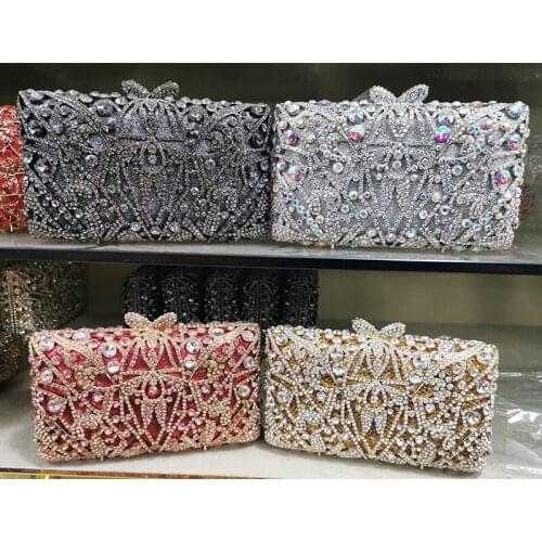 Silver/White 4 Colors Womens Crystal Clutch Party Purse High Quality 2021 Ladies Bridal Wedding Bag Female Diamond Clutches