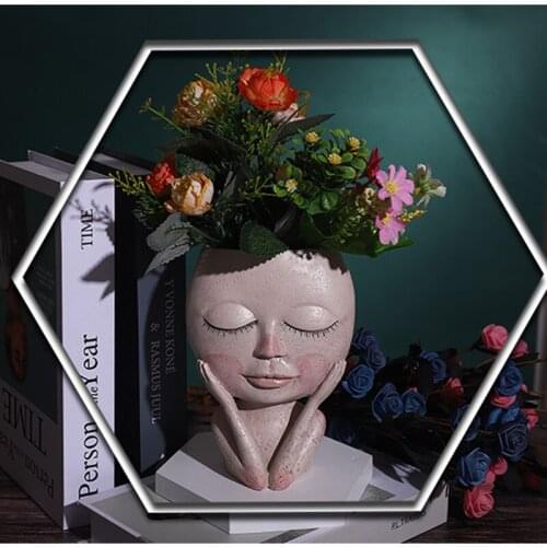 Northern EuropeSimple Character Resin Flower Pot Creative Art Statue Sculpture Decoration Garden Flower Pots Decorative