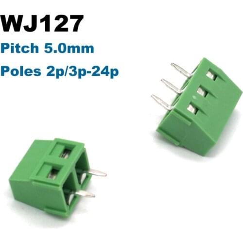Pitch 5.0mm Screw PCB Terminal Block Connector Straight Pin 2P 3P 5mm WJ127 blocks connectors morsettiera 300V 12A 14AWG